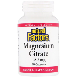 Natural Factors, Magnesium Citraat, 150 mg, 90 capsules