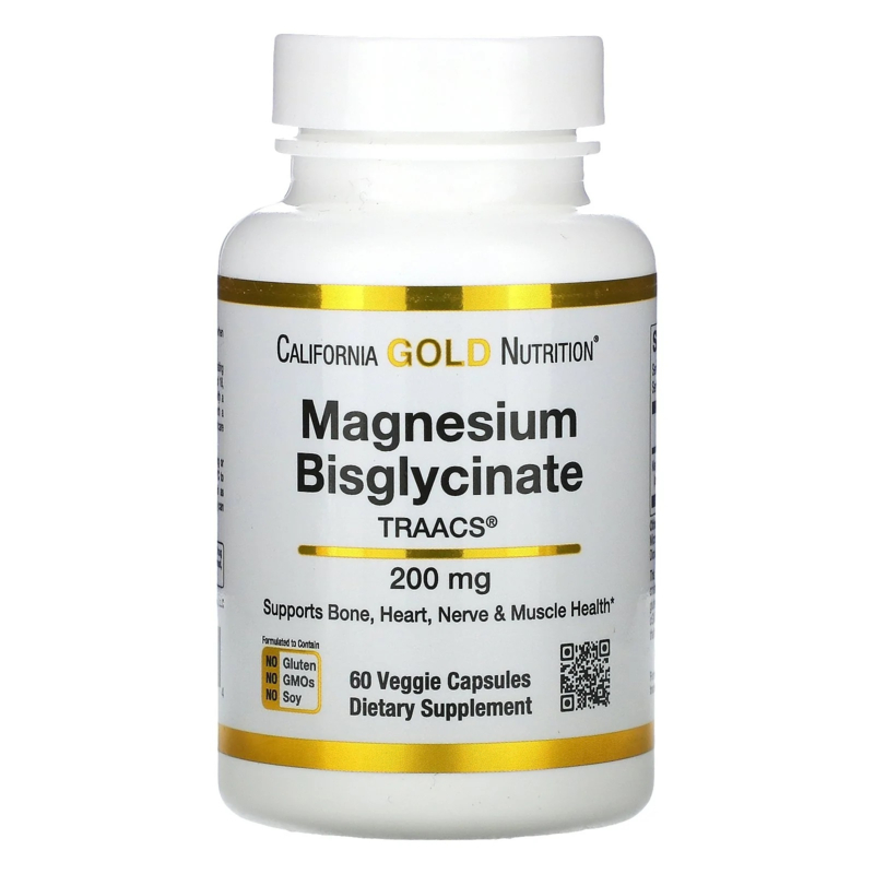 California Gold, Magnesium Bisglycinaat 100 mg, 60 vegetarische capsules