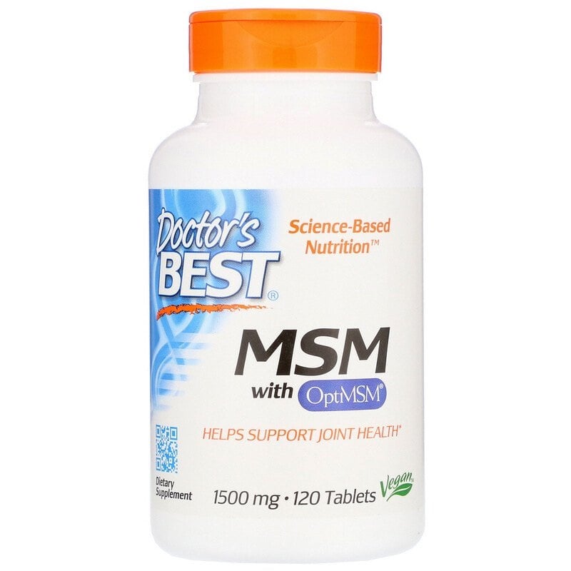 Doctor's Best, Pure MSM, 1500 mg, 120 vegetarische tabletten
