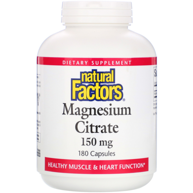 Natural Factors, Magnesium Citraat, 150 mg, 180 capsules