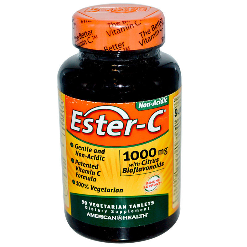 American Health, Ester-C 1000 mg met 200 mg citrus bioflavonoïden, 90 vegetarische tabletten