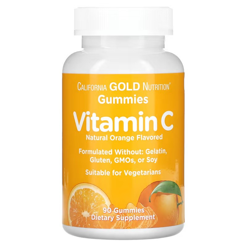 California Gold, Vitamine C gummies, 83 mg, 90 gummies, sinaasappelsmaak, gelatinevrij en voor vegetariërs
