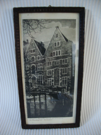 Reproductie naar de ets van D. Harting - O.Z. Voorburgwal Amsterdam - VERKOCHT