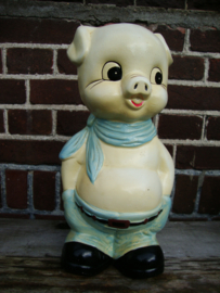 Grote spaarpot - vintage - biggetje / varken / stripfiguur - VERKOCHT