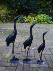 Vintage metalen vogels - kraanvogels - set van 3 - VERKOCHT