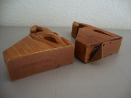 Vintage boekensteunen hert - hertje - hout - VERKOCHT