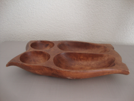 Vintage houten snackschaal uil - VERKOCHT