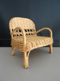 Vintage bankje - rotan - miniatuur - VERKOCHT