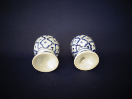 Set van 2 eierdopjes - blauw/wit