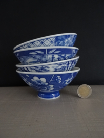 Schaaltjes blauw/wit - Set van 4 - VERKOCHT