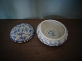 Dekselpotje - blauw/wit - rond