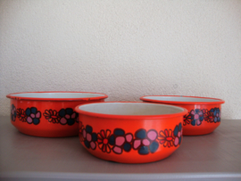 Vintage emaille schaaltjes - Brabantia - oranje - VERKOCHT