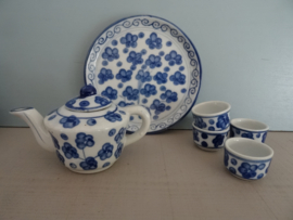 Miniatuur serviesje - blauw/wit