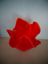 Vintage zakdoek vaas - rood - glas