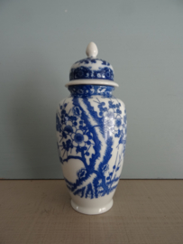 Dekselpotje bloesem - blauw/wit - VERKOCHT