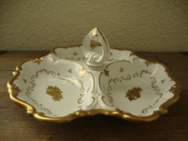 Schaal 3-vaks - goud/wit - Fine China - Germany - VERKOCHT
