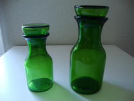 Groene glazen stolpflessen - VERKOCHT