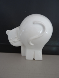 Vintage beeld - poes - kat - wanddecoratie - wit - VERKOCHT
