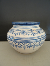 Bloempotje blauw/wit - VERKOCHT