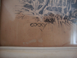 Vintage schilderijtje - hertjes - Cocky - VERKOCHT