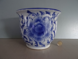 Bloempot blauw/wit - VERKOCHT
