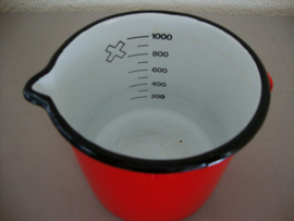 Emaille maatbeker - rood - 1000 ml - 12cm - VERKOCHT