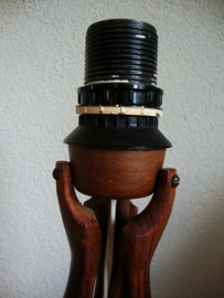 Vintage tafellamp - hout - VERKOCHT