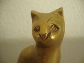 Koperen beeldje poes kat - VERKOCHT