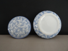 Dekselpotje - blauw/wit - rond