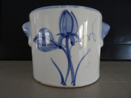(Bloem)potje blauw/wit - VERKOCHT