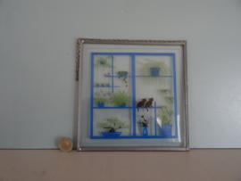 Raamhanger - katten - Coos Storm - glas in lood - VERKOCHT