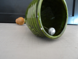 Tafelbel - groen aardewerk met hout - VERKOCHT