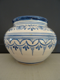 Bloempotje blauw/wit - VERKOCHT