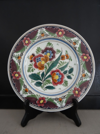 Delfts polychrome wandbordje - handpainted - Velsen Holland - VERKOCHT