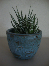 Vintage bloempotje blauw - VERKOCHT