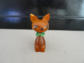 Vintage beeldje poes - kat - hout - VERKOCHT