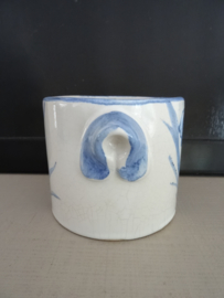 Bloempotje blauw/wit - VERKOCHT