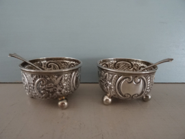 Vintage peper- en zoutstel - verzilverd - met losse lepels - VERKOCHT