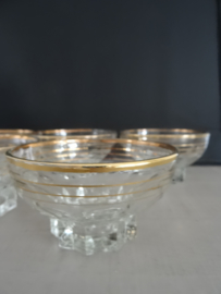 Vintage glazen schaaltjes / gouden randje- Hollywood regency - VERKOCHT