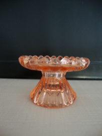 Vintage kandelaar - zalm - glas - VERKOCHT