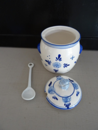Delfts blauw potje - mosterdpot - Blauw/wit - VERKOCHT
