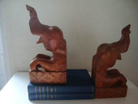 Boekensteunen olifant - hout - vintage - VERKOCHT