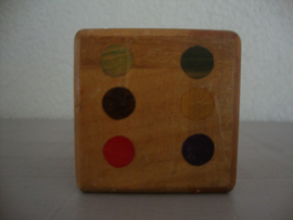 Houten dobbelsteen - spaarpot - vintage - VERKOCHT