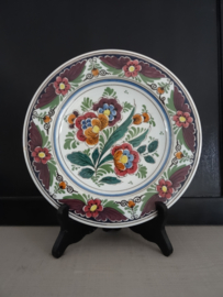 Delfts polychrome wandbordje - handpainted - Velsen Holland - VERKOCHT