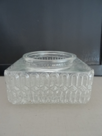 Vintage plafonniere - glas - vierkant - VERKOCHT