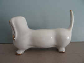 Vintage beeldje teckel - wit goud - VERKOCHT