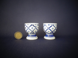 Set van 2 eierdopjes - blauw/wit