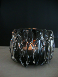 Waxinelichthouder glas - zwart met helder glas - VERKOCHT