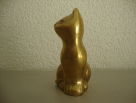 Koperen beeldje poes kat - VERKOCHT