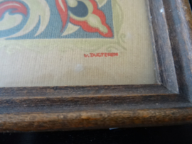 Religie - Schilderijtje kalligrafie tekst - Van Dugteren - VERKOCHT